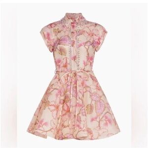 Zimmerman Pink Floral Fit-and-Flare Dress